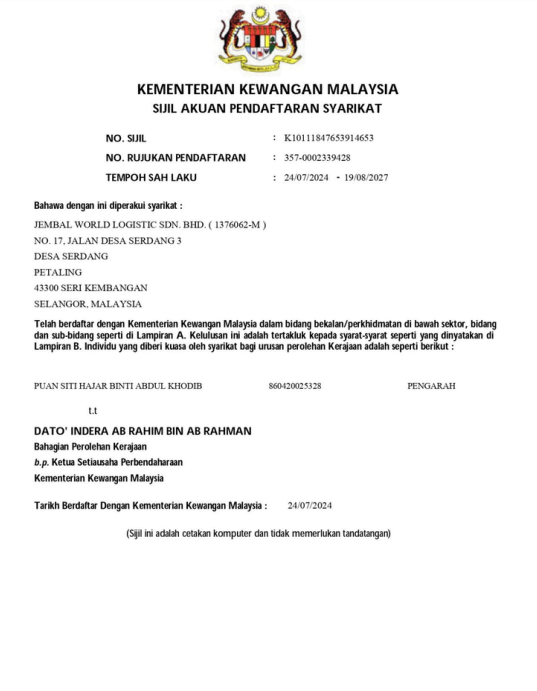 Sijil Akuan Pendaftaran Syarikat